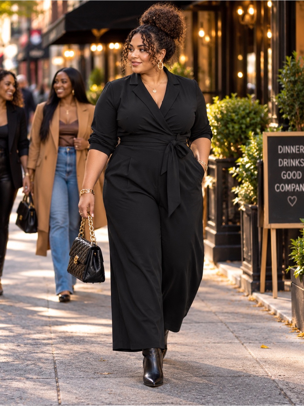 NWT Black Wrap Long Sleeve Jumpsuit Size XXL